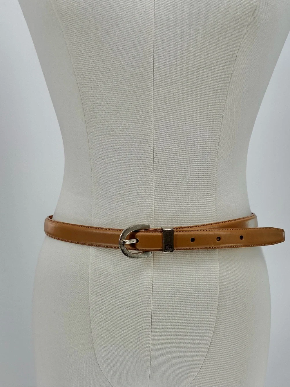 Lauren Ralph Lauren Women’s Cognac Brown Leather Skinny Belt Size M